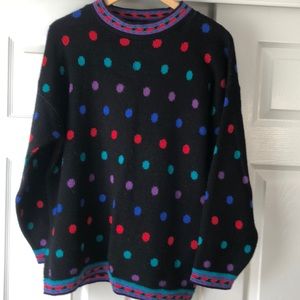 Colorful Polka Dot Crew Neck Sweater